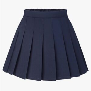 Navy Blue pleated school uniform skirt backside elastic waistband sz 140-150​